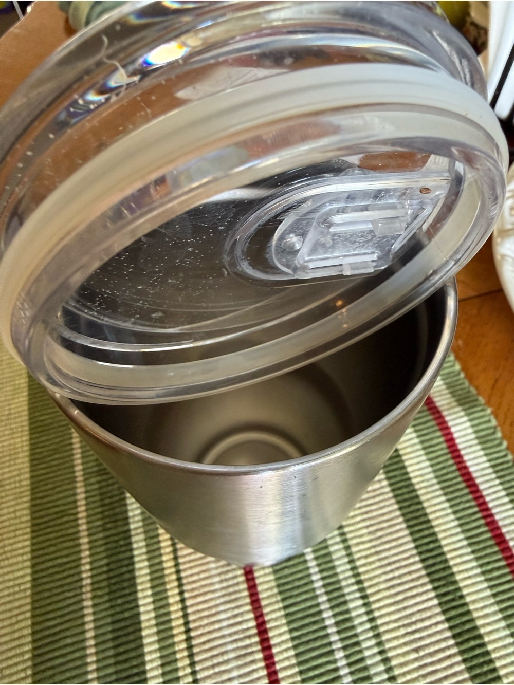 Insulated Stainless Steel Travel Tumbler with Clear Lid - Silver